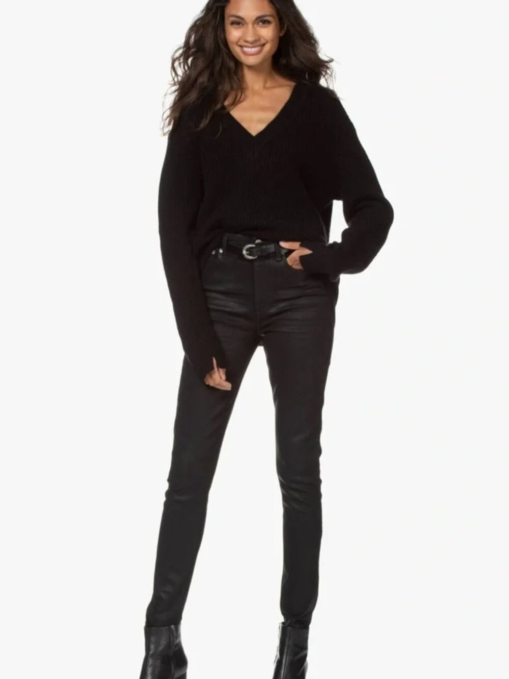 Rag & bone Nina High-Rise Skinny - Coated Black Size 26